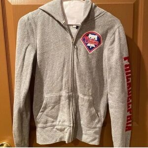 Victorias Secret Pink Phillies Grey Zip Up Rhinestone Hoodie
